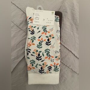 a new day Floral Print Socks - Cream, Green, Orange #2